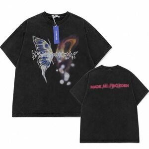 Aelfric Eden Butterfly Graphic T Shirt Black Washed NWT Men's Large Streetwear